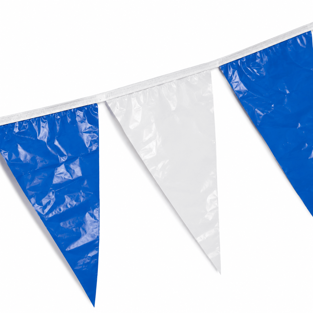 Wimpelkette 20 m Wetterfest Blau-Weiß - TwentyFourParty