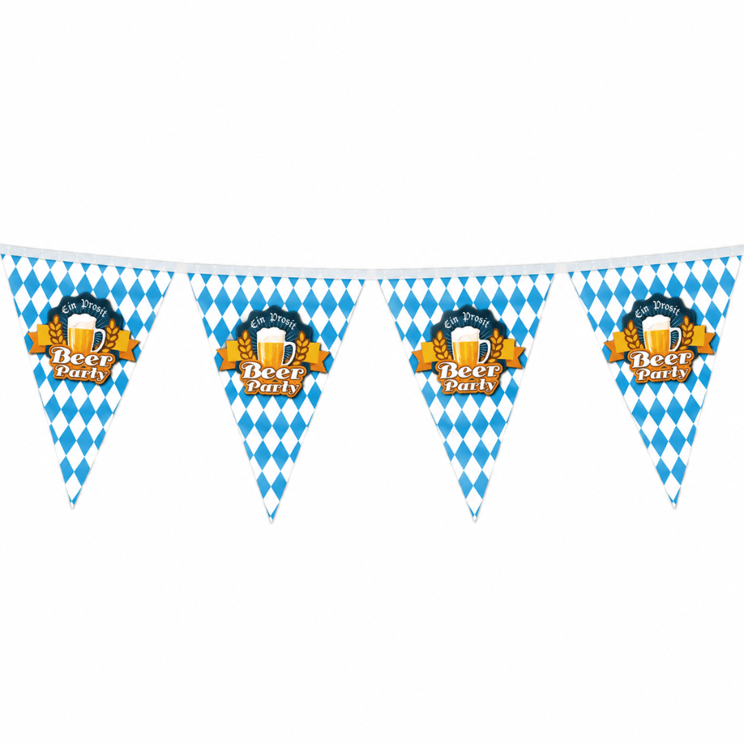 Wimpelkette Bierfest 5 m – 10 Fahnen Blau Weiß - TwentyFourParty